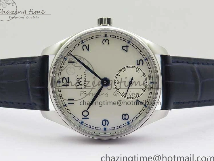 MIROTIME 0411 Packable Portuguese IW358304 ZF 1:1 Best Edition SS White Dial Blue Markers on Leather Strap A 7079